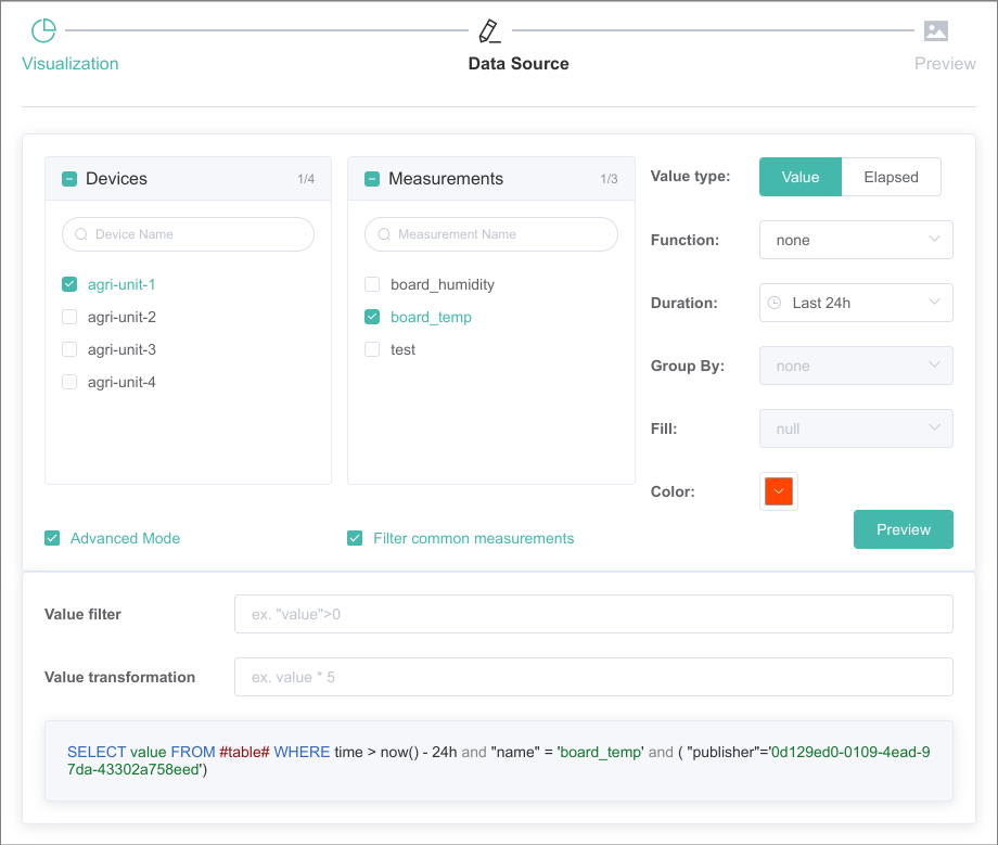 Dashboard Chart Wizard - Data Source