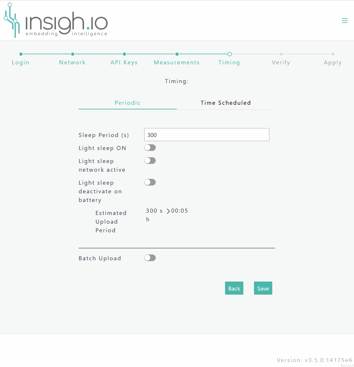 scheduled timing configuration