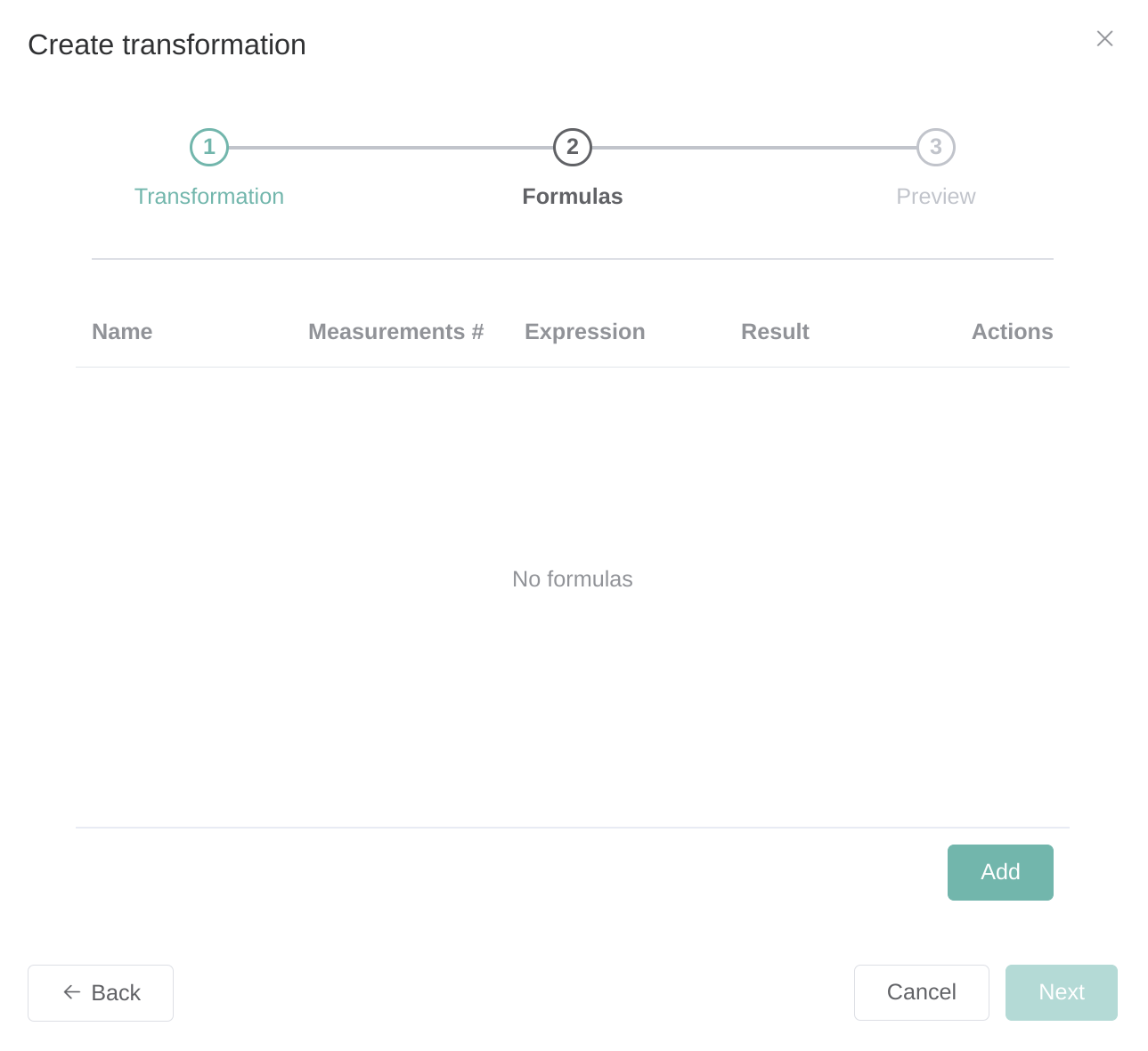 Transformation Dialog Step 2