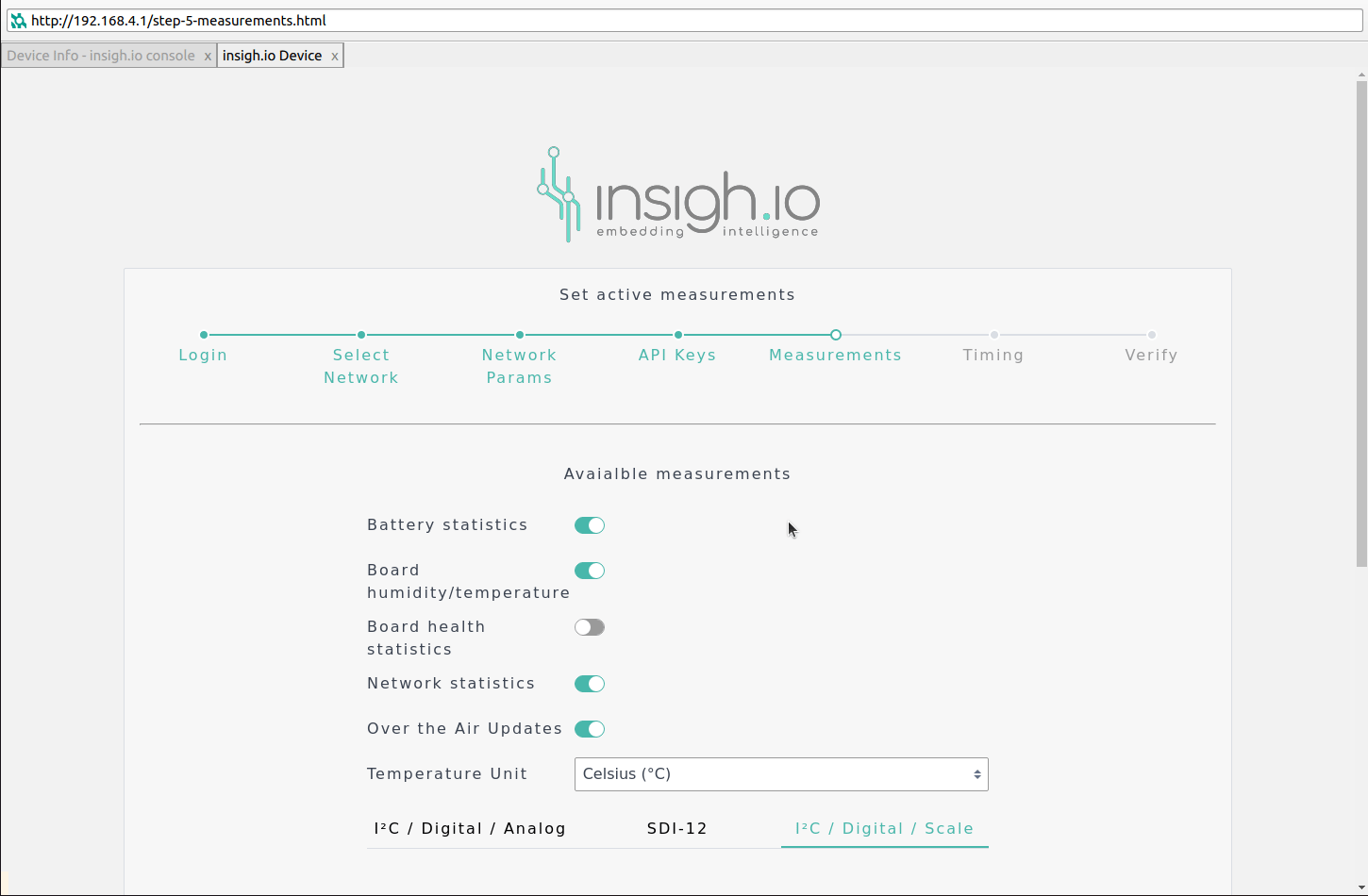 default insigh.io board measurements